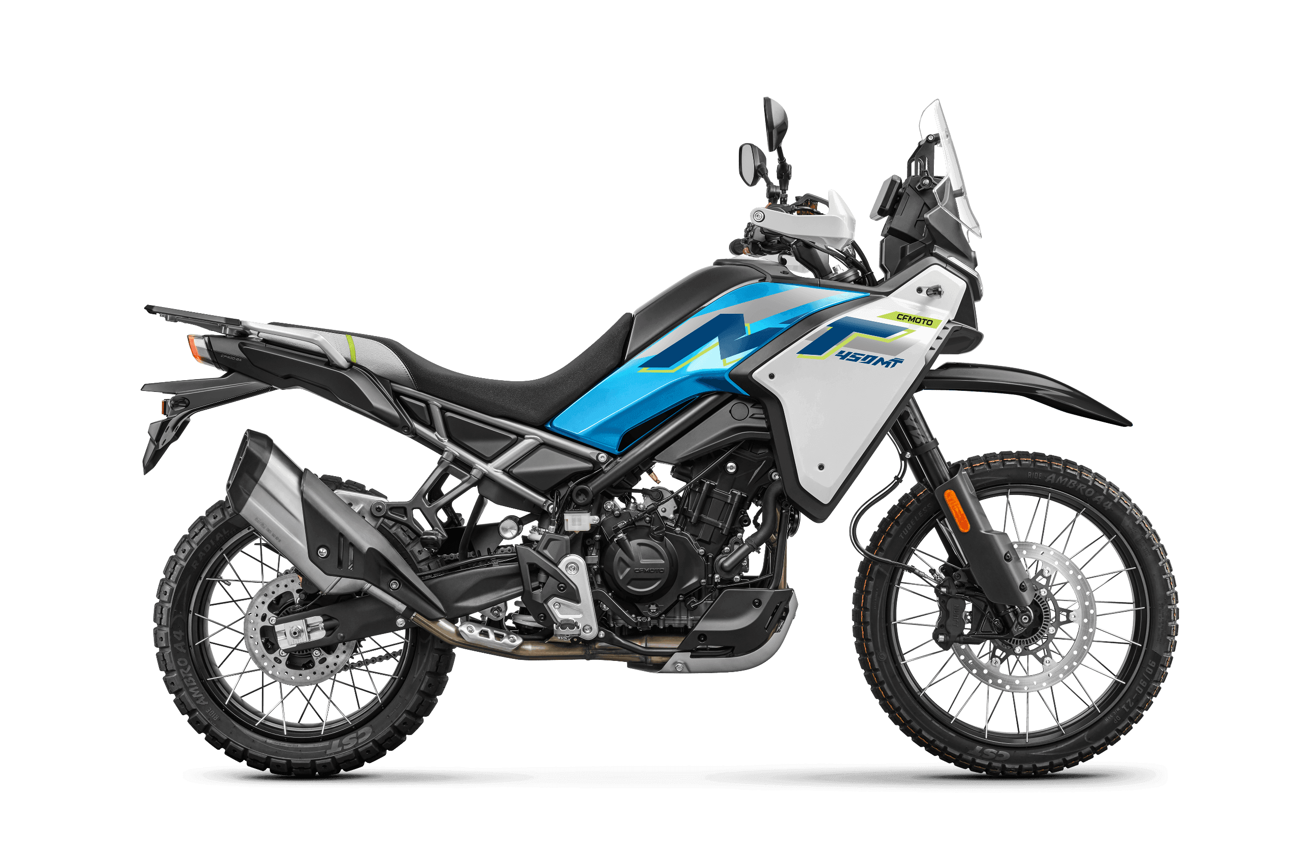 CFMOTO 450MT adventure motorcycle in Zephyr Blue